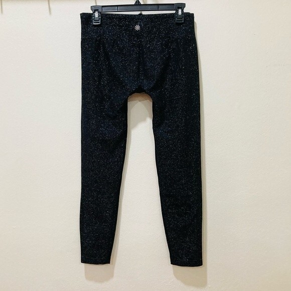 Athleta Shimmer Stripe Black Seamless Leggings in Women's Size Large - Picture 3 of 8